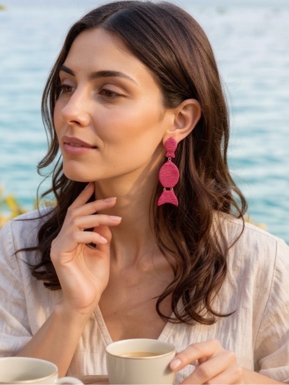 Tuckernuck ‘Pink Raffia Gilly Earrings’